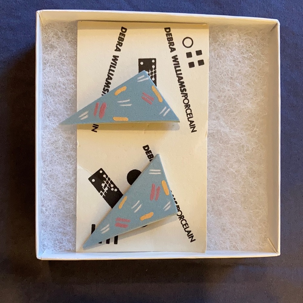 Porcelain blue triangle earrings